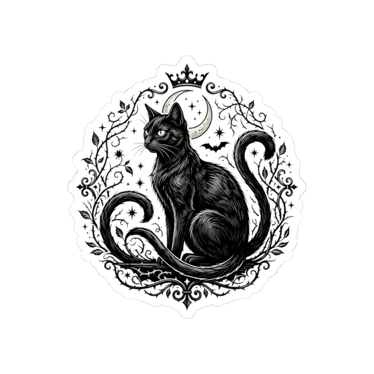 Black Mystic Kiss-Cut Cat Sticker